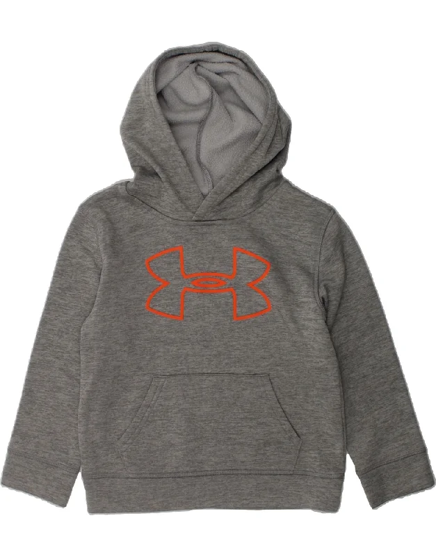 men's lightweight fleece hoodies -UNDER ARMOUR Girls Graphic Hoodie Jumper 4-5 Years Grey Flecked Polyester