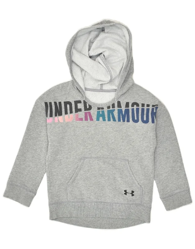 men's lightweight hoodies -UNDER ARMOUR Girls Graphic Hoodie Jumper 7-8 Years Grey Cotton