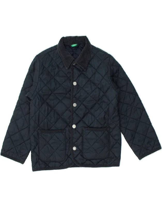 men's padded jackets -UNITED COLORS OF BENETTON Boys Quilted Jacket 7-8 Years Navy Blue