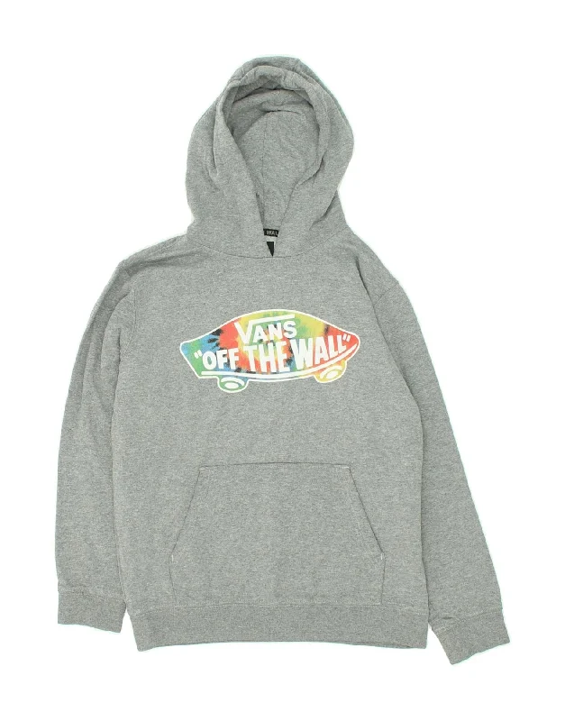 men's classic hoodies -VANS Boys Graphic Hoodie Jumper 12-13 Years Large Grey Cotton