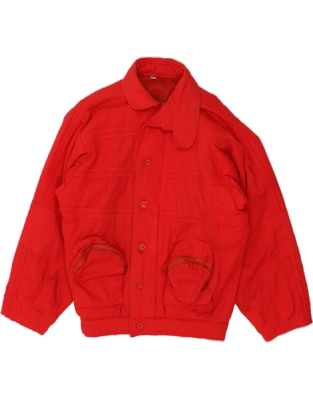 men's fleece jackets -VINTAGE Boys Bomber Jacket 13-14 Years Red Wool