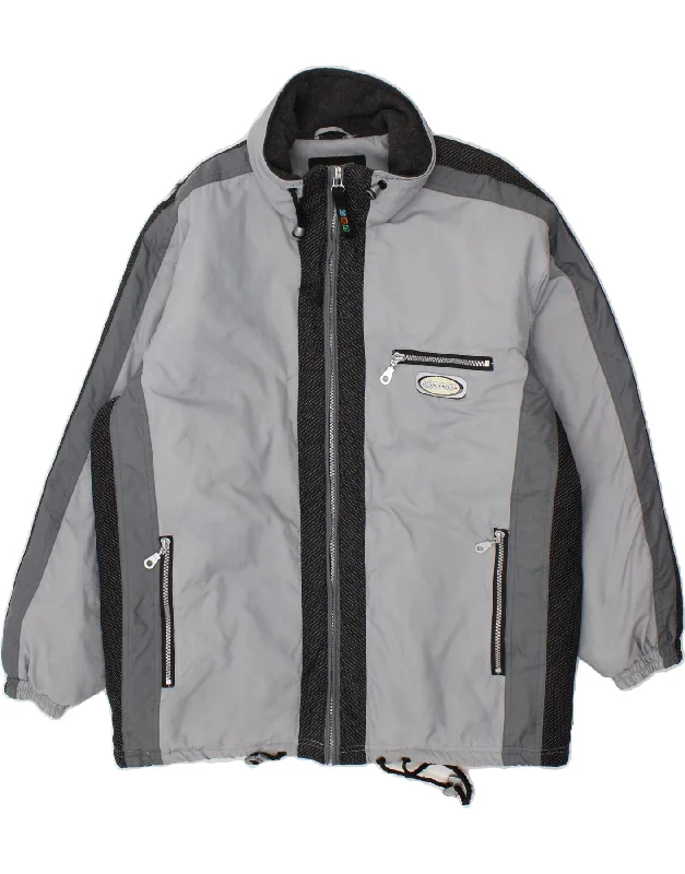 men's lightweight windbreakers -VINTAGE Boys Ski Jacket 15-16 Years Grey Colourblock Polyamide