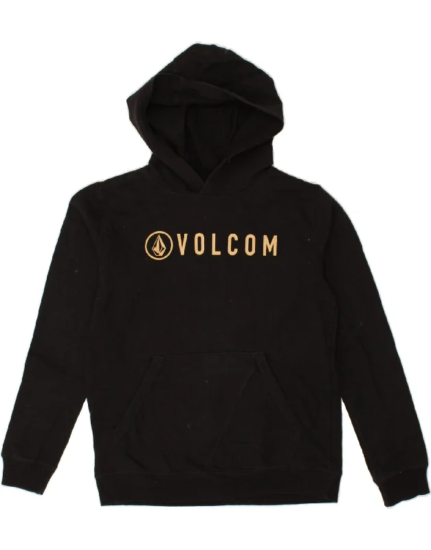 men's winter hoodie -VOLCOM Boys Graphic Hoodie Jumper 12-13 Years Large Black Cotton