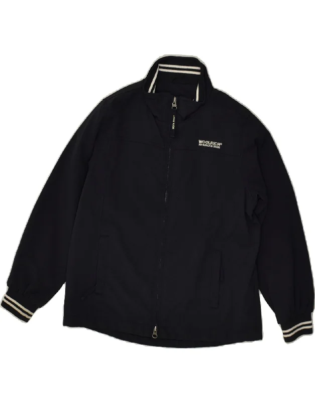 men's versatile jackets -WOOLRICH Boys Graphic Bomber Jacket 9-10 Years Navy Blue Nylon