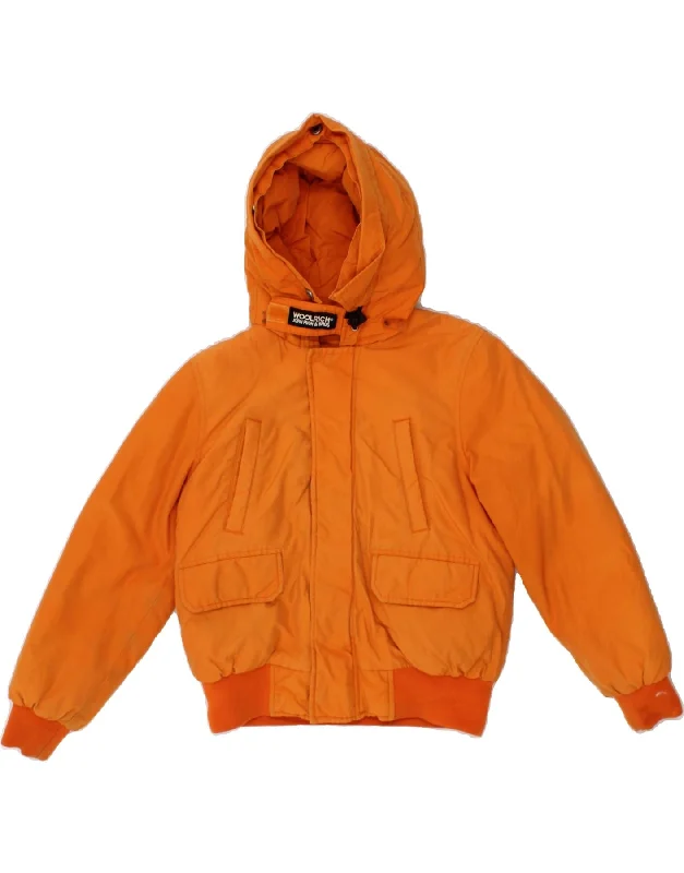 men's lightweight fashion jackets -WOOLRICH Boys Hooded Padded Jacket 7-8 Years Orange