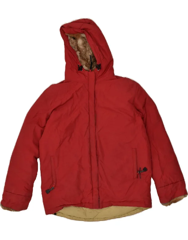 men's stylish leather jackets -WOOLRICH Girls Hooded Padded Jacket 11-12 Years Red Polyester