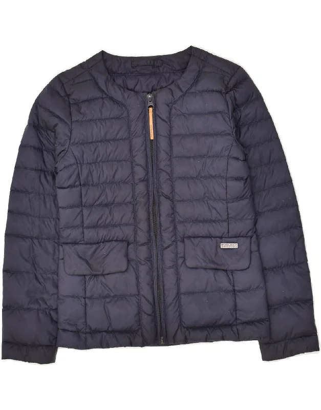 men's long trench jackets -WOOLRICH Girls Padded Jacket 7-8 Years Navy Blue Polyamide