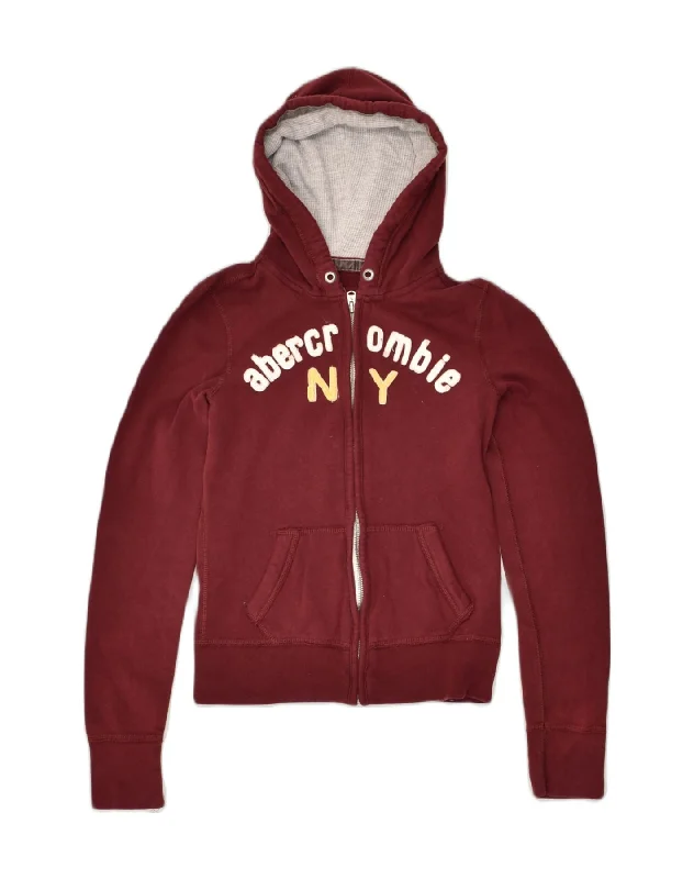 men's outdoor wool sweaters -ABERCROMBIE & FITCH Boys Graphic Zip Hoodie Sweater 15-16 Years XL  Maroon