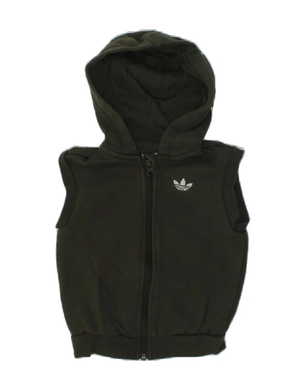 men's textured sweaters -ADIDAS Baby Boys Sleeveless Zip Hoodie Sweater 18-24 Months Green Cotton