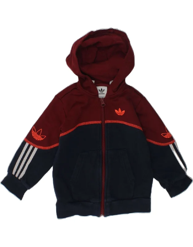 men's knitted sweaters -ADIDAS Baby Boys Zip Hoodie Sweater 18-24 Months Navy Blue Colourblock