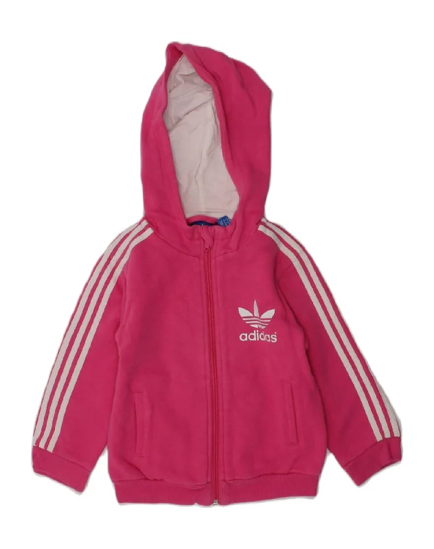 men's colorful sweaters -ADIDAS Baby Girls Graphic Zip Hoodie Sweater 18-24 Months Pink Cotton