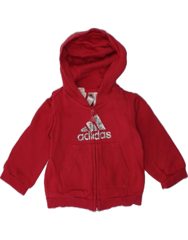 men's versatile sweaters -ADIDAS Baby Girls Zip Hoodie Sweater 3-6 Months Red Cotton