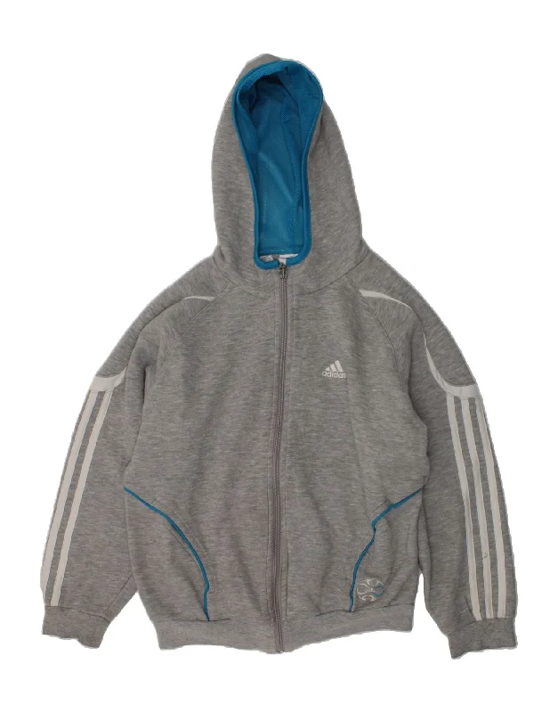 men's modern pullover sweaters -ADIDAS Boys Zip Hoodie Sweater 10-11 Years Grey Cotton