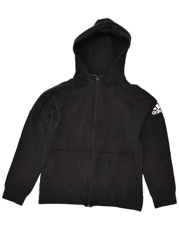 men's modern fit sweaters -ADIDAS Boys Zip Hoodie Sweater 11-12 Years Medium  Black Cotton