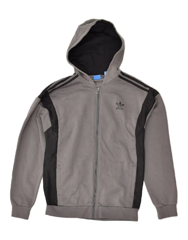 men's wool sweaters -ADIDAS Boys Zip Hoodie Sweater 15-16 Years Grey Cotton