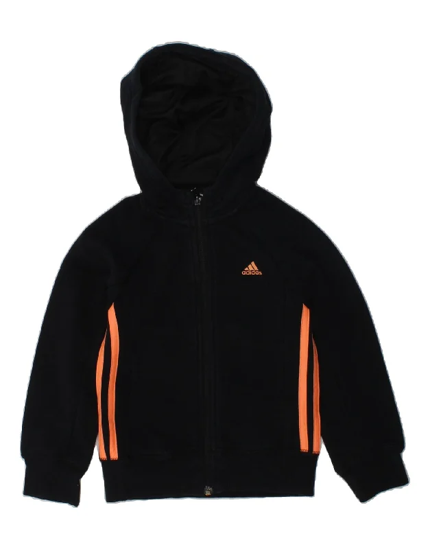 men's casual sweaters -ADIDAS Girls Climalite Zip Hoodie Sweater 5-6 Years Black Cotton