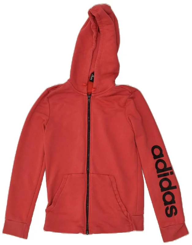 men's colorful sweaters -ADIDAS Girls Graphic Zip Hoodie Sweater 10-11 Years Red