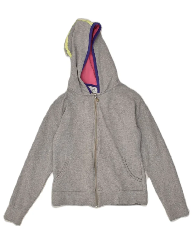 men's soft cashmere sweaters -ADIDAS Girls Zip Hoodie Sweater 10-11 Years  Grey Cotton