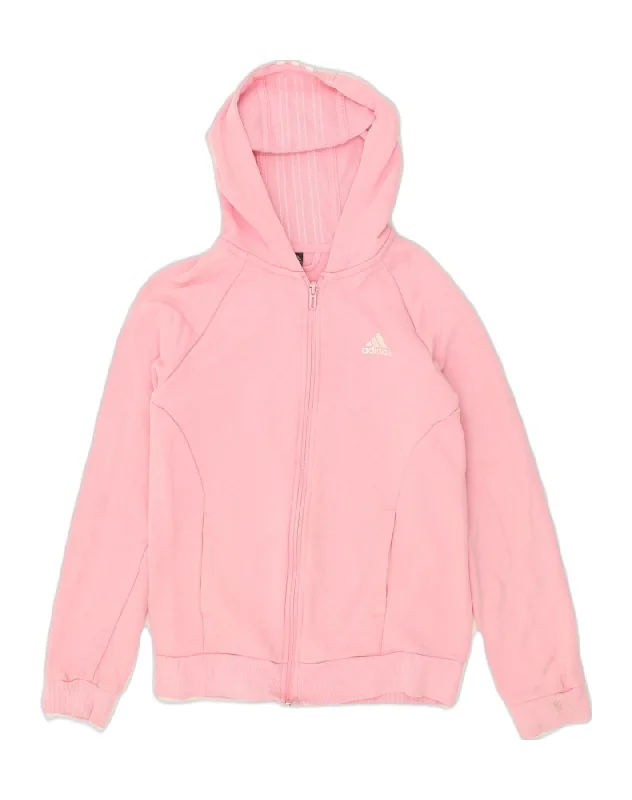 men's formal wool sweaters -ADIDAS Girls Zip Hoodie Sweater 13-14 Years Pink