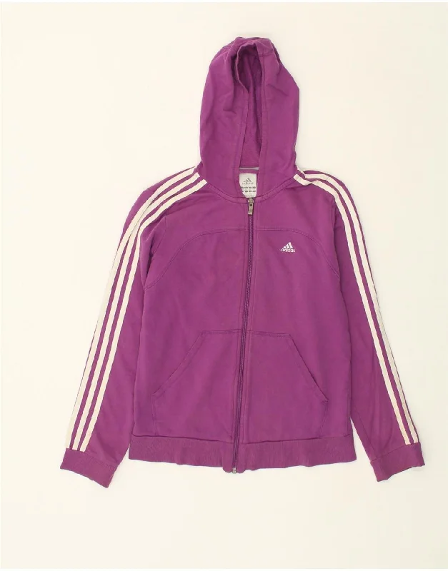 men's formal sweaters -ADIDAS Girls Zip Hoodie Sweater 13-14 Years XL Purple Cotton