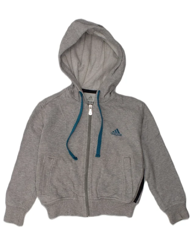 men's colorful sweaters -ADIDAS Girls Zip Hoodie Sweater 4-5 Years Grey Cotton