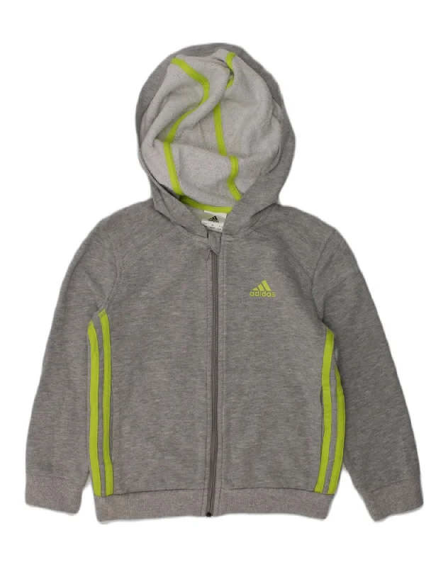 men's high-quality cashmere sweaters -ADIDAS Girls Zip Hoodie Sweater 5-6 Years Grey Cotton