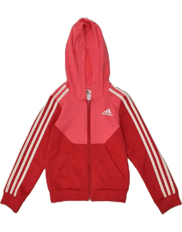 men's comfortable sweaters -ADIDAS Girls Zip Hoodie Sweater 7-8 Years Red Polyester