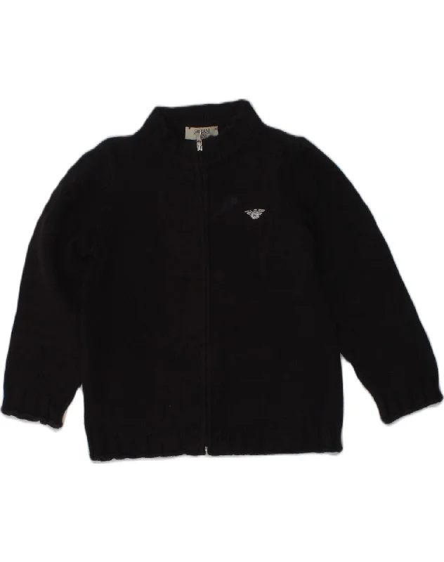 men's warm cardigans -ARMANI BABY Baby Boys Cardigan Sweater 18-24 Months Black Cotton