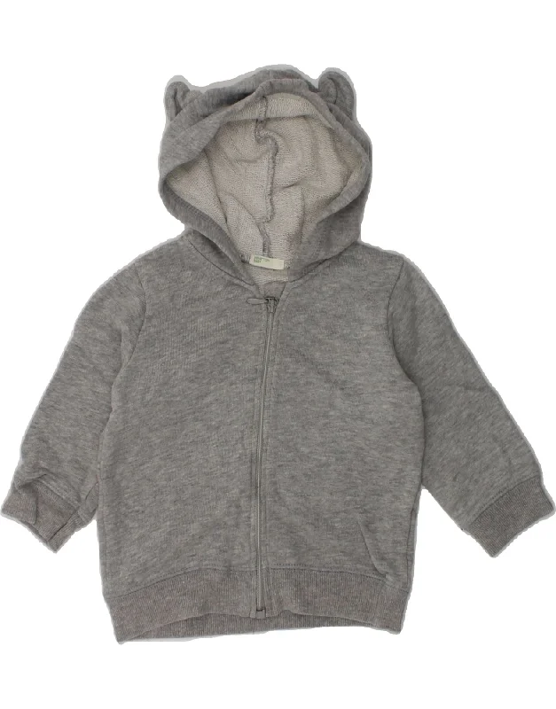 men's classic v-neck sweaters -BENETTON Baby Boys Zip Hoodie Sweater 6-9 Months Grey Cotton