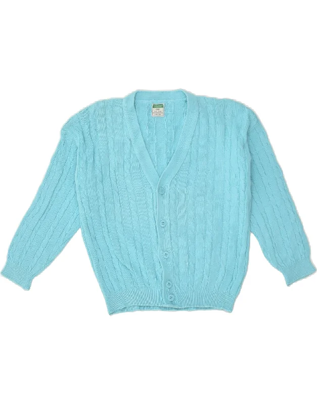 men's textured sweaters -BENETTON Boys O12 Cardigan Sweater 11-12 Years Medium Turquoise Cotton