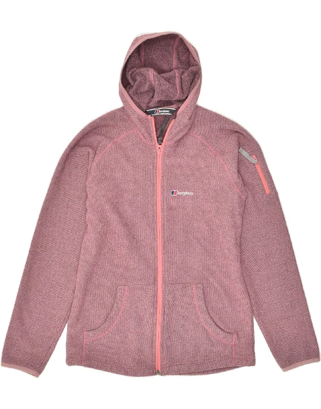 men's slim-fit sweaters -BERGHAUS Girls Zip Hoodie Sweater 12-13 Years Pink Polyester