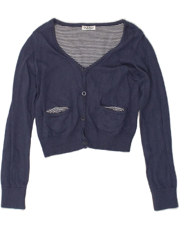 men's pullover sweaters -BYBLOS Girls Cardigan Sweater 6-7 Years Navy Blue Cotton