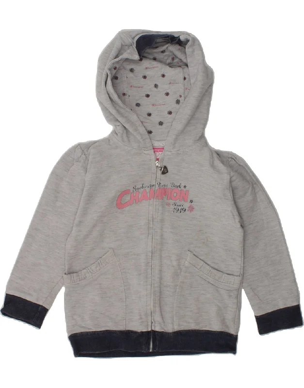 men's everyday knit sweaters -CHAMPION Baby Girls Graphic Zip Hoodie Sweater 18-24 Months Large Grey