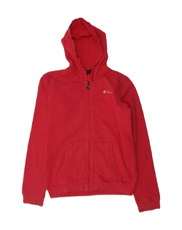 men's outdoor wool sweaters -CHAMPION Boys Zip Hoodie Sweater 15-16 Years Red Cotton