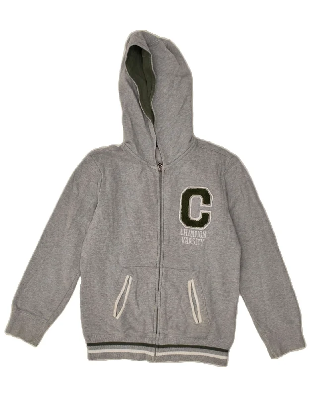 men's lightweight pullover sweaters -CHAMPION Boys Zip Hoodie Sweater 7-8 Years Small Grey Cotton