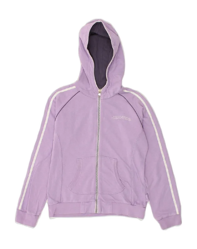 men's cashmere blend sweaters -CHAMPION Girls Zip Hoodie Sweater 11-12 Years Large  Purple Cotton