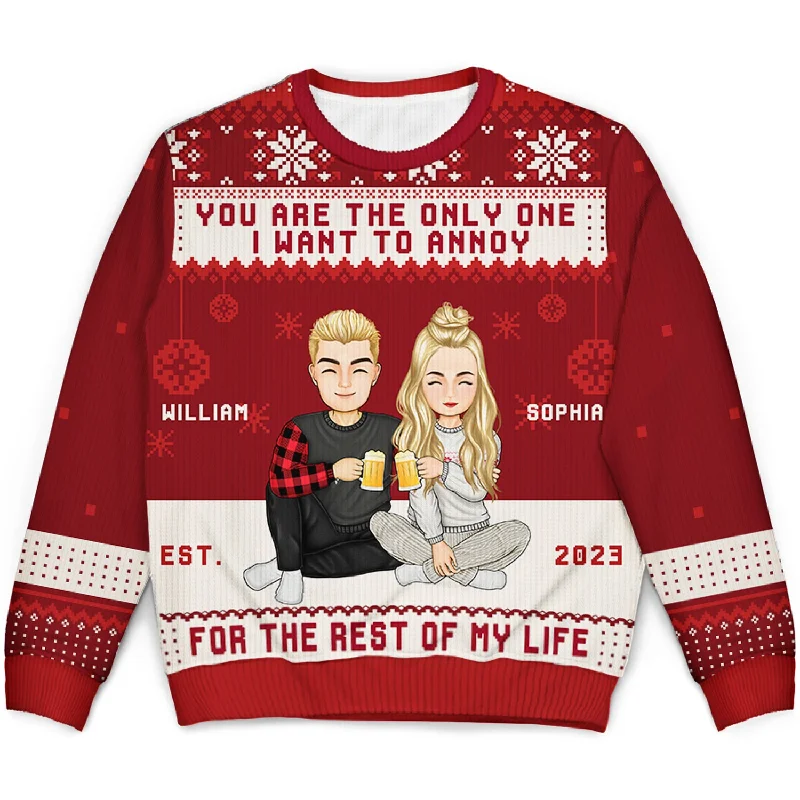 men's lightweight sweaters -Christmas Couple Only One I Want To Annoy - Gift For Couples - Personalized Unisex Ugly Sweater