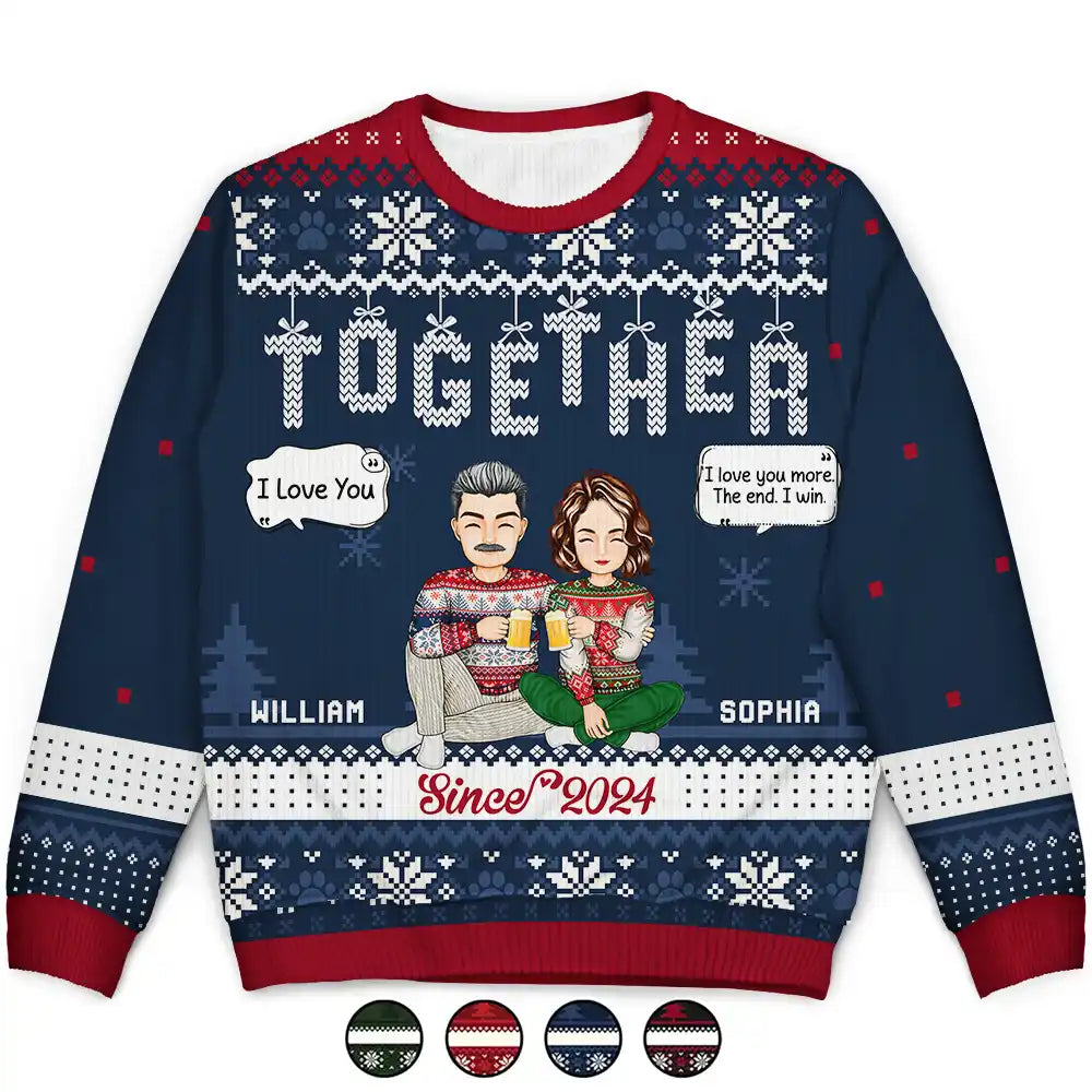 men's sweater for cold weather -Christmas Couples Together Since - Personalized Unisex Ugly Sweater