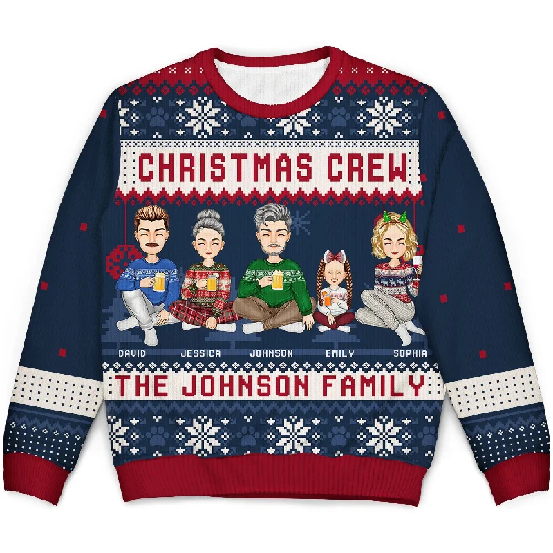 men's breathable wool sweaters -Christmas Crew - Gift For Family - Personalized Unisex Ugly Sweater