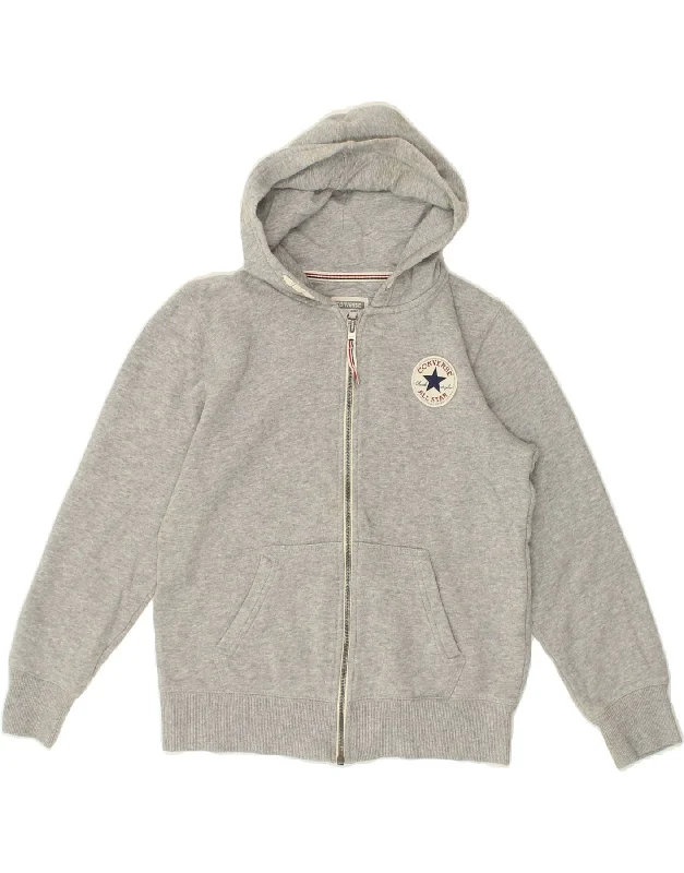 men's everyday knit sweaters -CONVERSE Boys Zip Hoodie Sweater 10-11 Years Medium Grey Cotton