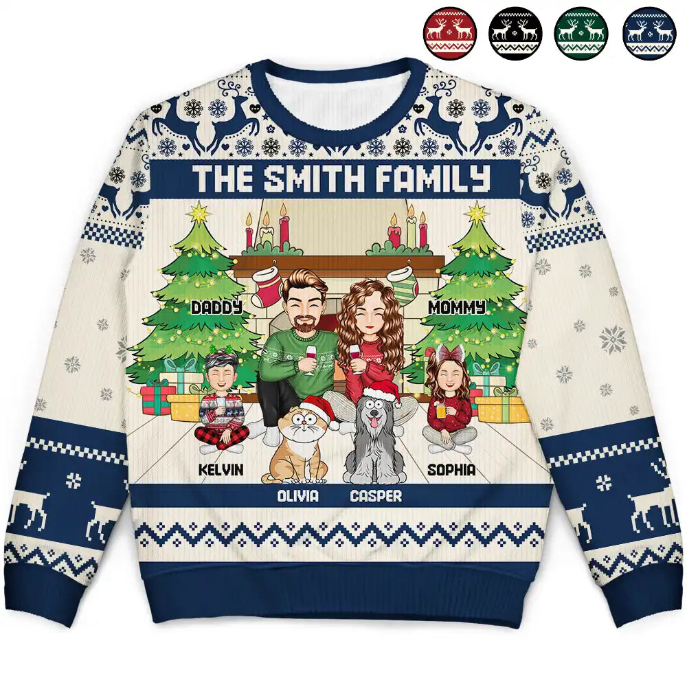 men's versatile sweaters -Family Merry Christmas - Personalized Unisex Ugly Sweater