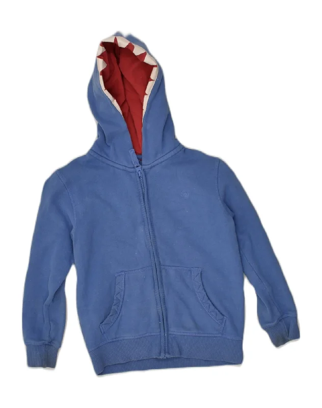 men's soft cashmere sweaters -FAT FACE Boys Zip Hoodie Sweater 6-7 Years Blue Cotton