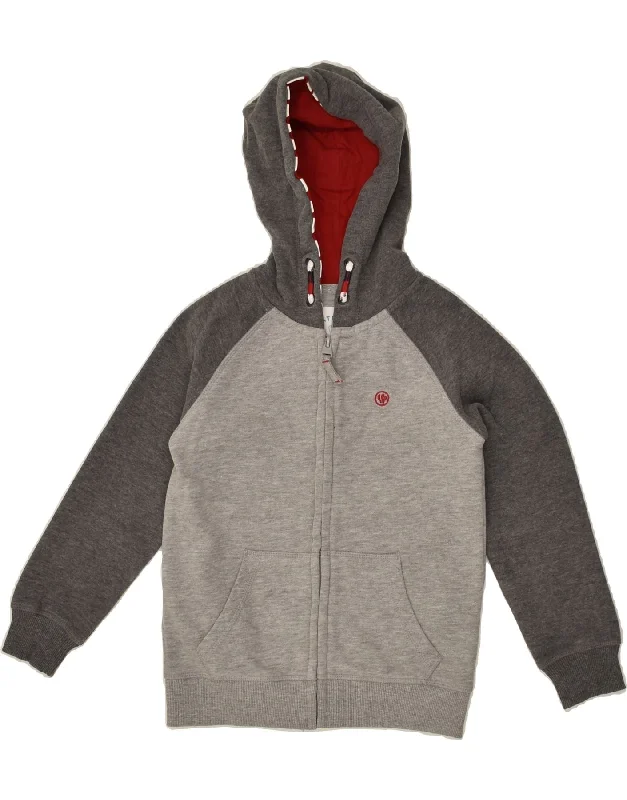 men's everyday sweaters -FAT FACE Boys Zip Hoodie Sweater 6-7 Years Grey Colourblock Cotton