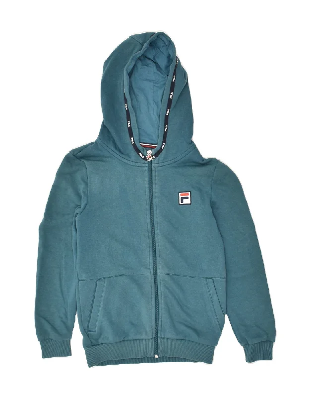 men's wool-blend sweaters -FILA Boys Zip Hoodie Sweater 9-10 Years Blue Cotton