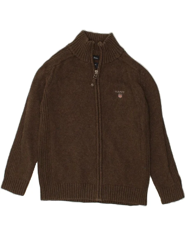 men's cardigan sweaters -GANT Boys Cardigan Sweater 5-6 Years Brown Cotton