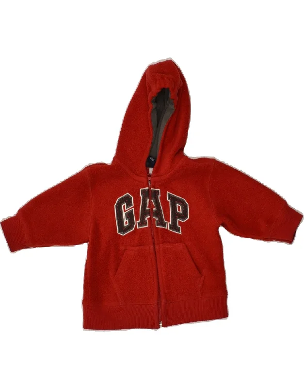 men's striped sweaters -GAP Baby Boys Graphic Fleece Zip Hoodie Sweater 6-9 Months Red Polyester