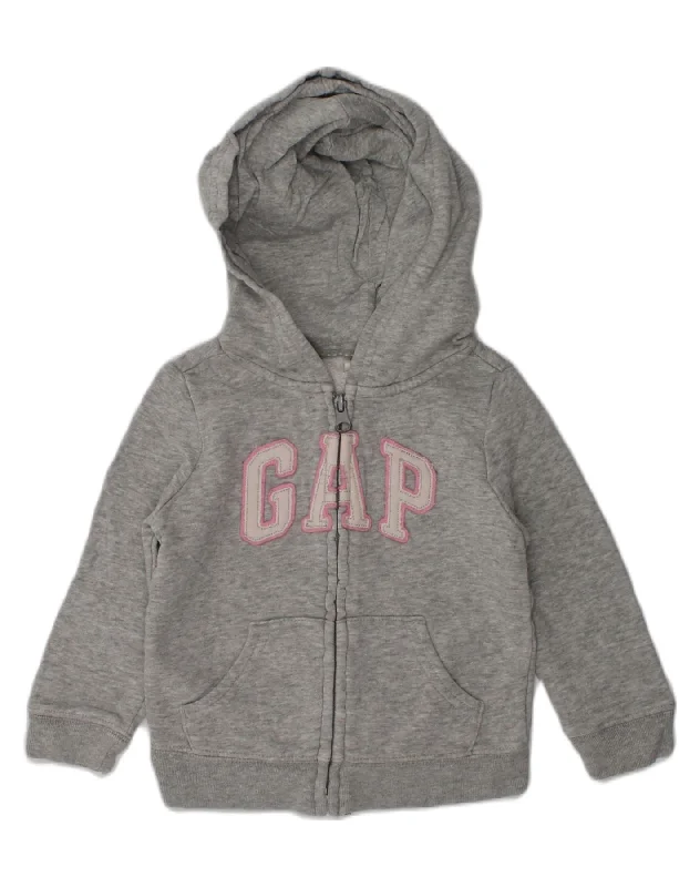 men's performance knit sweaters -GAP Baby Girls Graphic Zip Hoodie Sweater 18-24 Months Grey