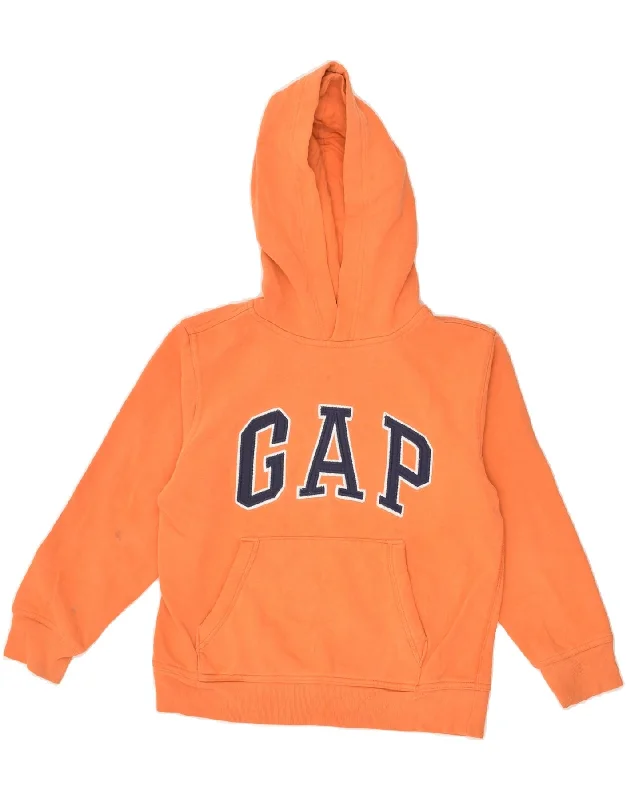 men's luxurious sweaters -GAP Boys Graphic Zip Hoodie Sweater 8-9 Years Medium Orange Cotton