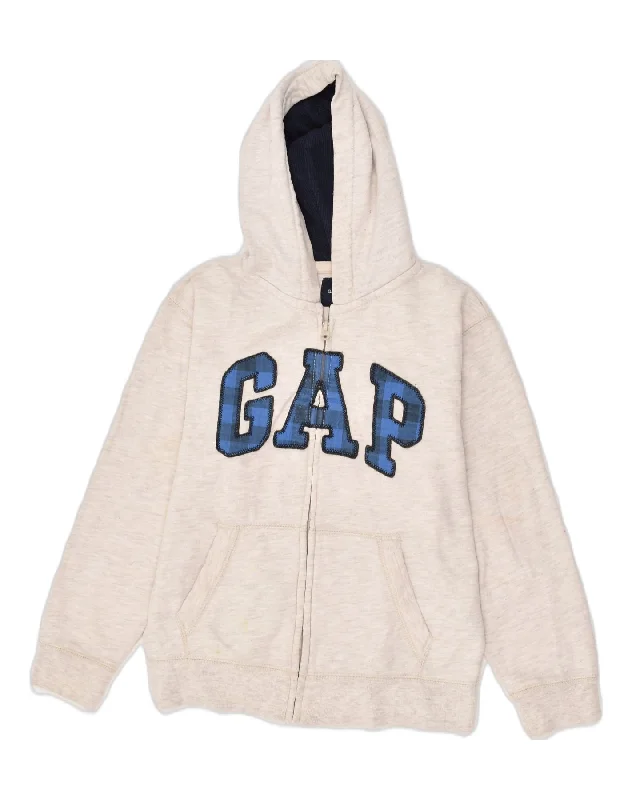 men's versatile sweaters -GAP Boys Graphic Zip Hoodie Sweater 9-10 Years Large  Grey Cotton