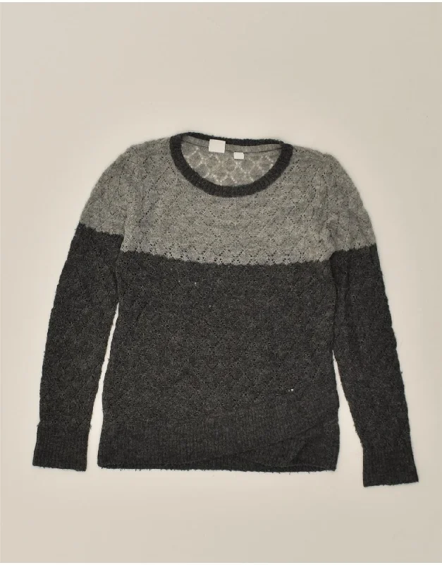 men's performance sweaters -GAP Girls Crew Neck Jumper Sweater 5-6 Years Medium Grey Colourblock